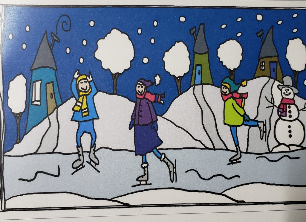 Winter Skate - Rug Hooking Paper Pattern - Shelly Atkinson