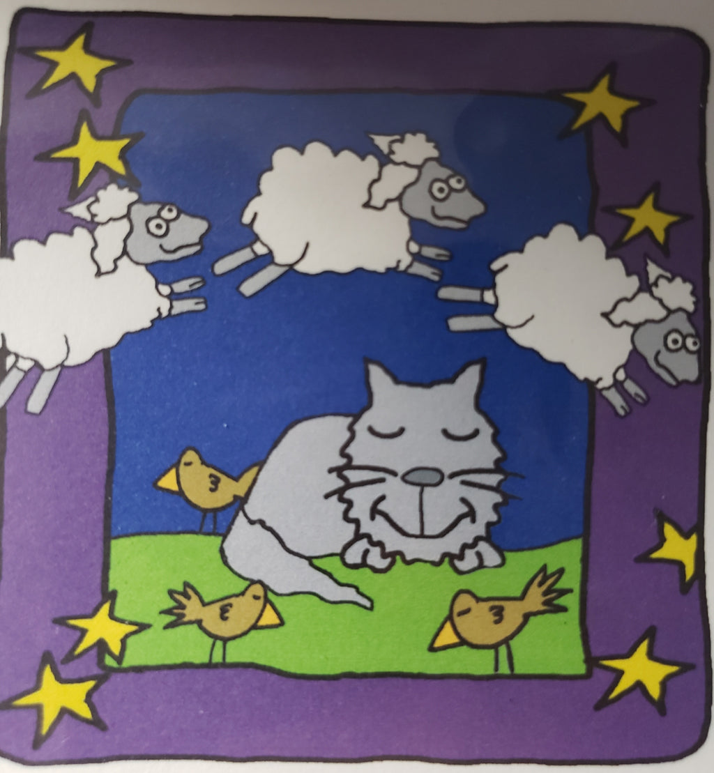 Cat Counting Sheep 2013-12 - Rug Hooking Paper Pattern - Shelly Atkinson