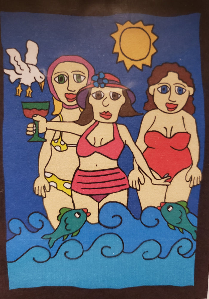 Three Bathing Beauties 2013-26 - Rug Hooking Paper Pattern - Shelly Atkinson