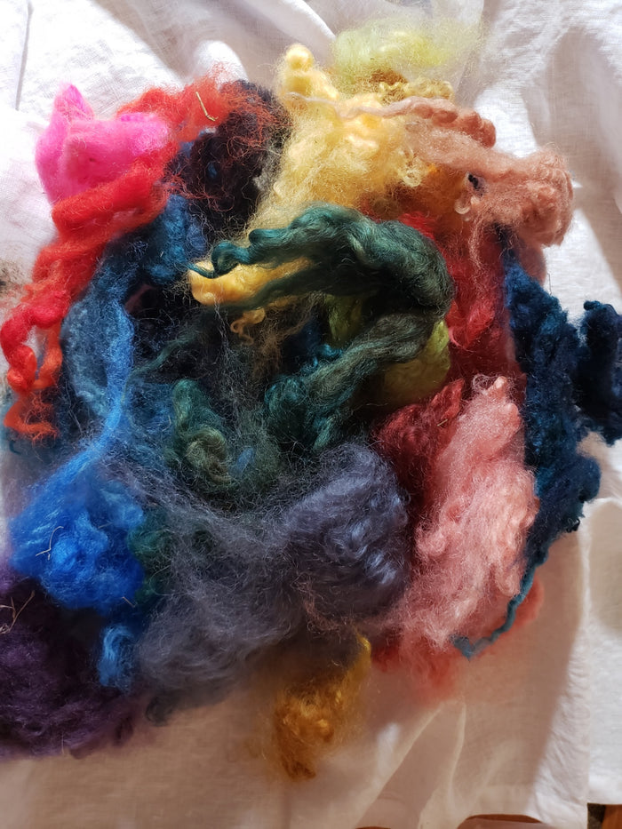 Hand Dyed Fleece Locks - Multicoloured - Hand Dyed Textured Sheep Locks 2 ounces