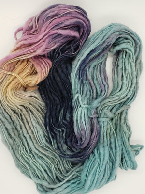 Slubby - FLORA -  Merino/Blue Face Leicester - Hand Dyed Textured Yarn Thick and Thin  -  Variegated Shades