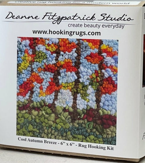 COOL AUTUMN BREEZE - Rug Hooking Kit 6"X 6" (BURLAP) - Deanne Fitzpatrick Design