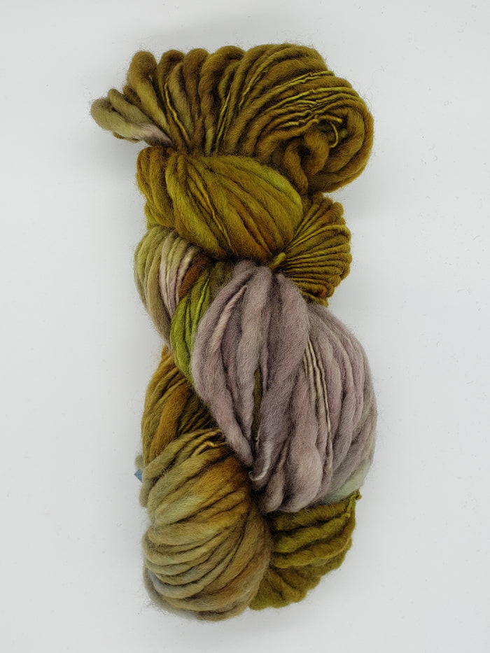 Slubby - BOREAL  -   Merino/Blue Face Leicester - Hand Dyed Textured Yarn Thick and Thin  - Shades of Green