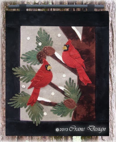 Cardinals Chattering Wool Applique Pattern - Wall Hanging – Red Sand ...
