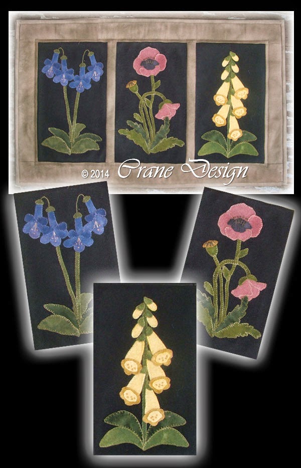 English Flower Garden Wool Applique Pattern - Wall Hanging