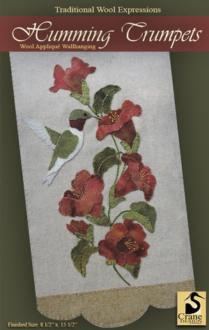 HUMMING TRUMPETS - Wool Applique Pattern - Wall Hanging