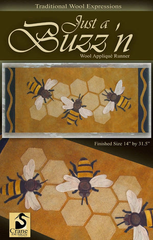 Just A Buzzin Wool Applique Pattern - Table Runner