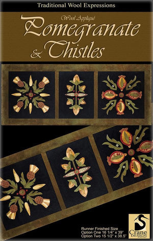 Pomegranates and Thistles Wool Applique Pattern - Wall Hanging