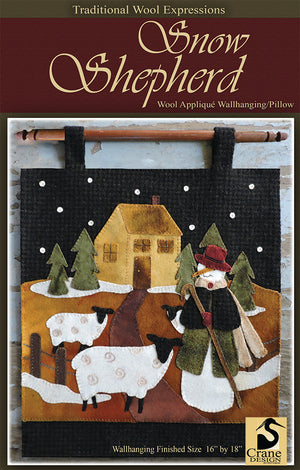Snow Shepherd Wool Applique Pattern - Wall Hanging or Table Runner