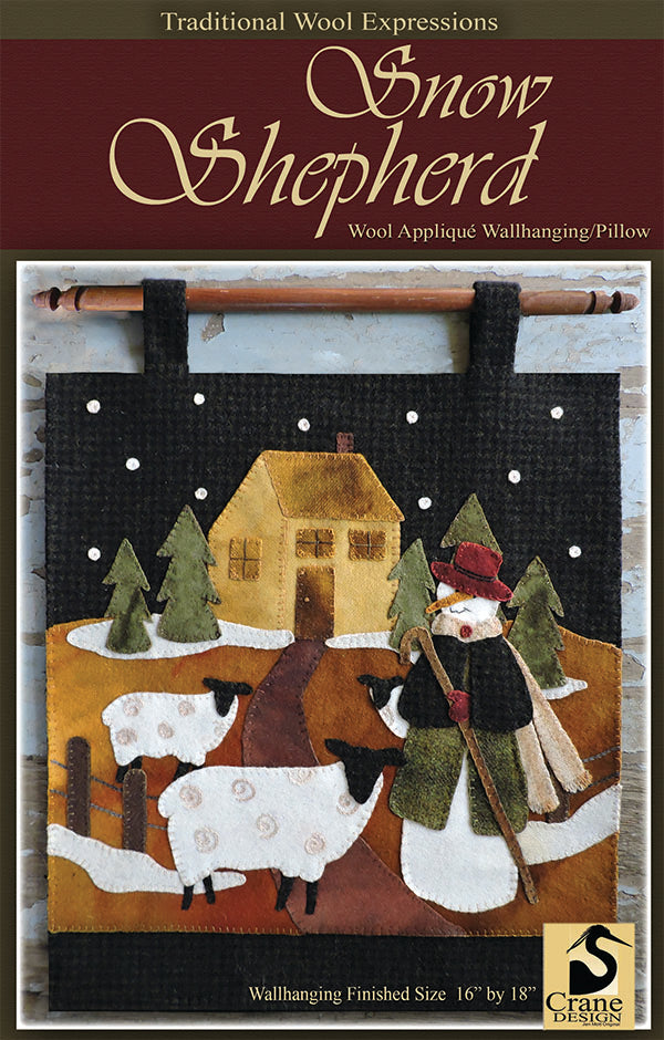 Snow Shepherd Wool Applique Pattern - Wall Hanging or Table Runner