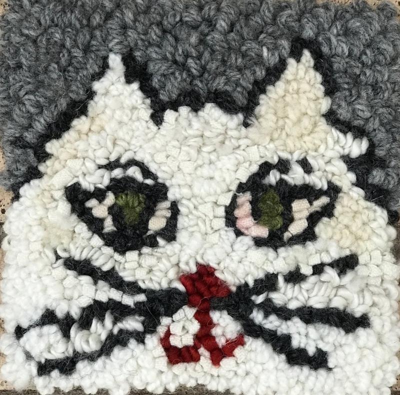 MEOW - Rug Hooking Kit 6" x 6" (BURLAP) - Deanne Fitzpatrick Design