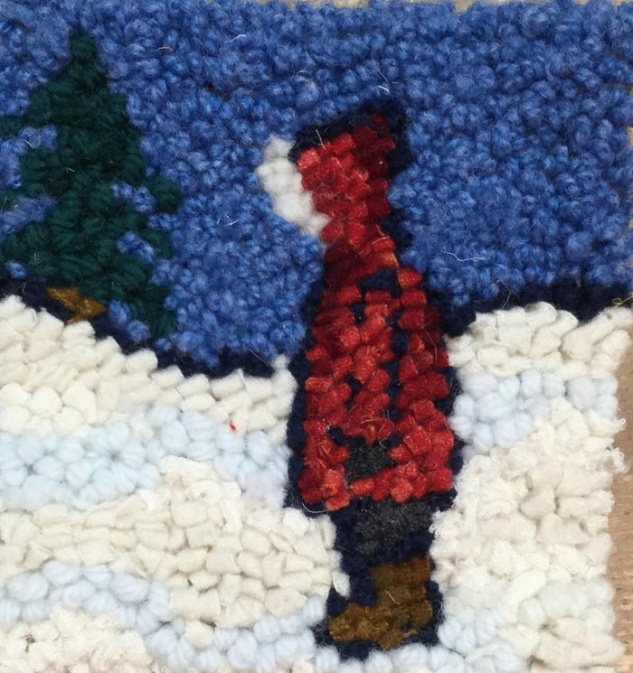 WINTER PARKA - Rug Hooking Kit 6" X 6" (BURLAP) Deanne Fitzpatrick Design