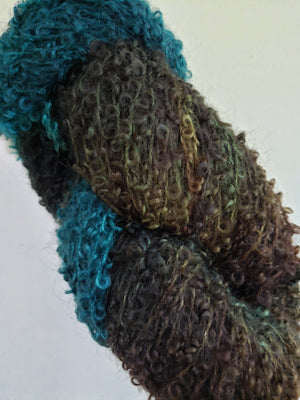 Wool Curly Locks - BULLRUSH  -   Hand Dyed Textured Yarn - Landscape Shades