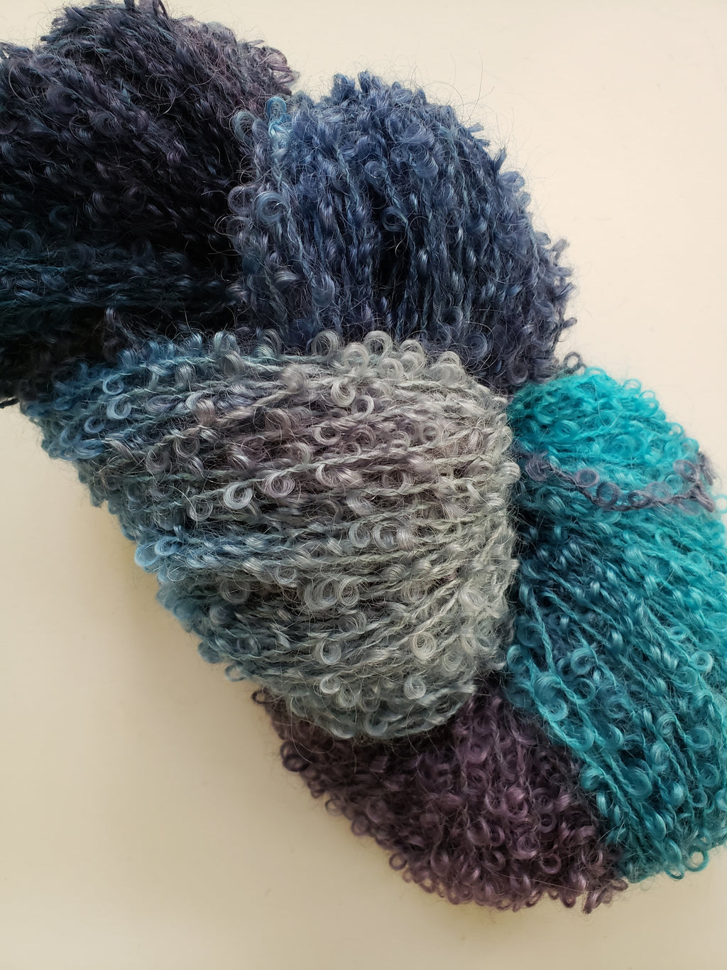 Wool Curly Locks - FROZEN OCEAN - Hand Dyed Textured Yarn - Landscape Shades