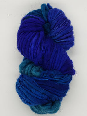 Slubby - MARINE - Merino/Blue Face Leicester - Hand Dyed Textured Yarn Thick and Thin  - Shades of Blue