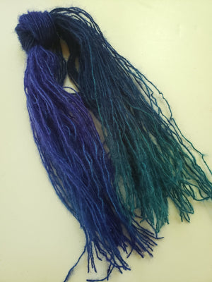 Mohair Strands - MARINE - Hand Dyed Textured Yarn - Shades of Blue