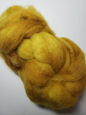 Corriedale Sliver - MINEGOLD - 2 OZ Hand Dyed Fleece