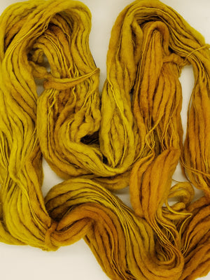 Slubby - MINEGOLD - Merino/Blue Face Leicester - Hand Dyed Textured Yarn Thick and Thin  - Shades of Gold