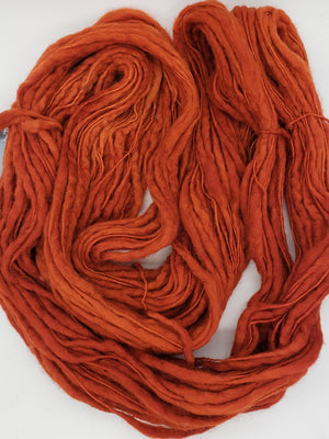 Slubby - PUMPKIN -  Merino/Blue Face Leicester - Hand Dyed Textured Yarn Thick and Thin  - Shades of Orange