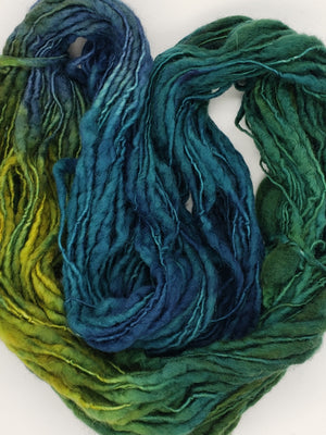 Slubby - SPRUCE - Merino/Blue Face Leicester - Hand Dyed Textured Yarn Thick and Thin  - Shades of Blue and Green