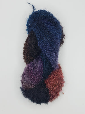 Wool Curly Locks - SWEET BERRY - Hand Dyed Textured Yarn - OOAK Landscape Shades
