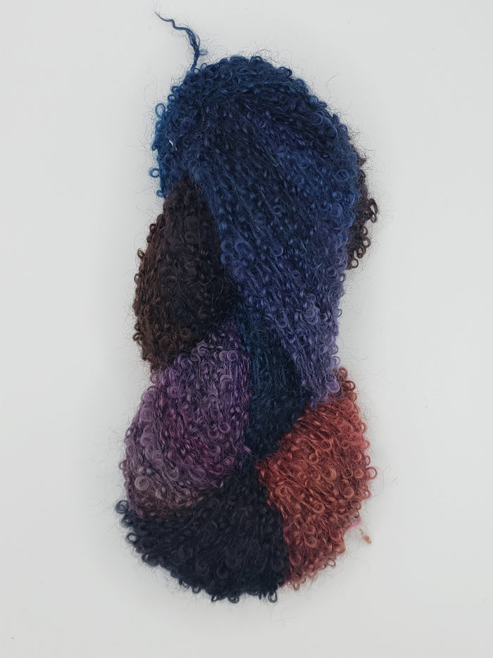 Wool Curly Locks - SWEET BERRY - Hand Dyed Textured Yarn - OOAK Landscape Shades