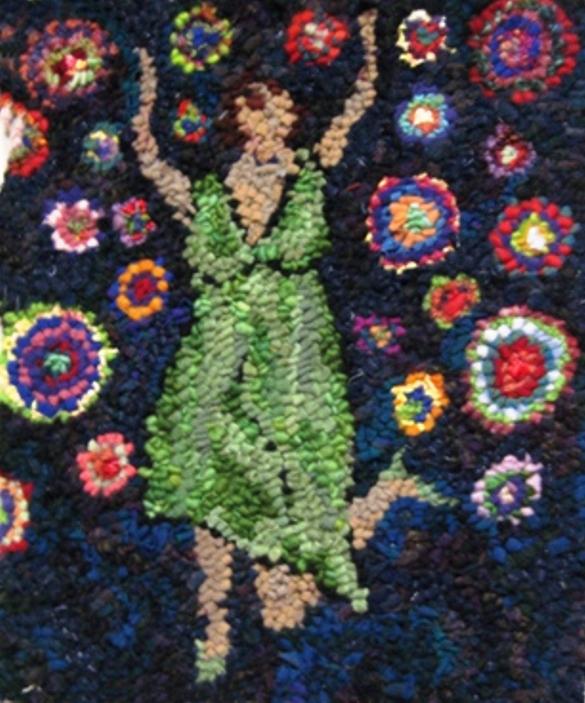 DANCING IN CIRCLES  - 12" x 16" - Complete Rug Hooking Kit for Pillow or Wall Hanging - Deanne Fitzpatrick Design