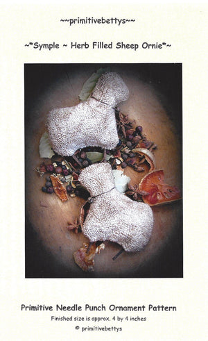 Symple - Herb Filled Sheep Ornie - Punch Needle Pattern by Primitive Betty