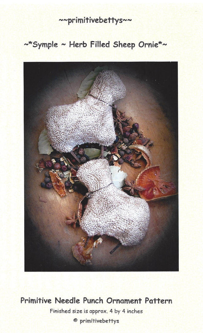 Symple - Herb Filled Sheep Ornie - Punch Needle Pattern by Primitive Betty