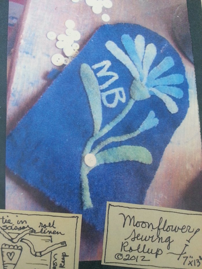 Moonflower Sewing Roll Up Wool Applique Pattern - Maggie Bonanomi