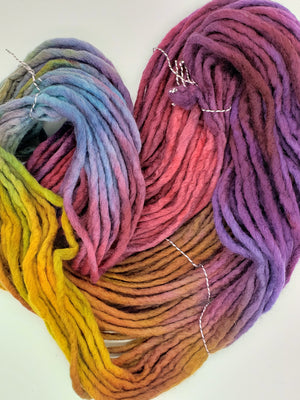 Flouf - OVER THE RAINBOW  OOAK - 100% Merino Chunky - Fleece Artist Hand Dyed Yarn