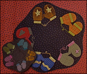 Amy's Mittens Table Mat -  Wool Applique Pattern with Option for a Wool Kit