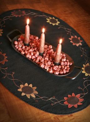 Sunflowers with Bittersweet Wall Hanging -  Wool Applique Pattern with Option for a Wool Kit