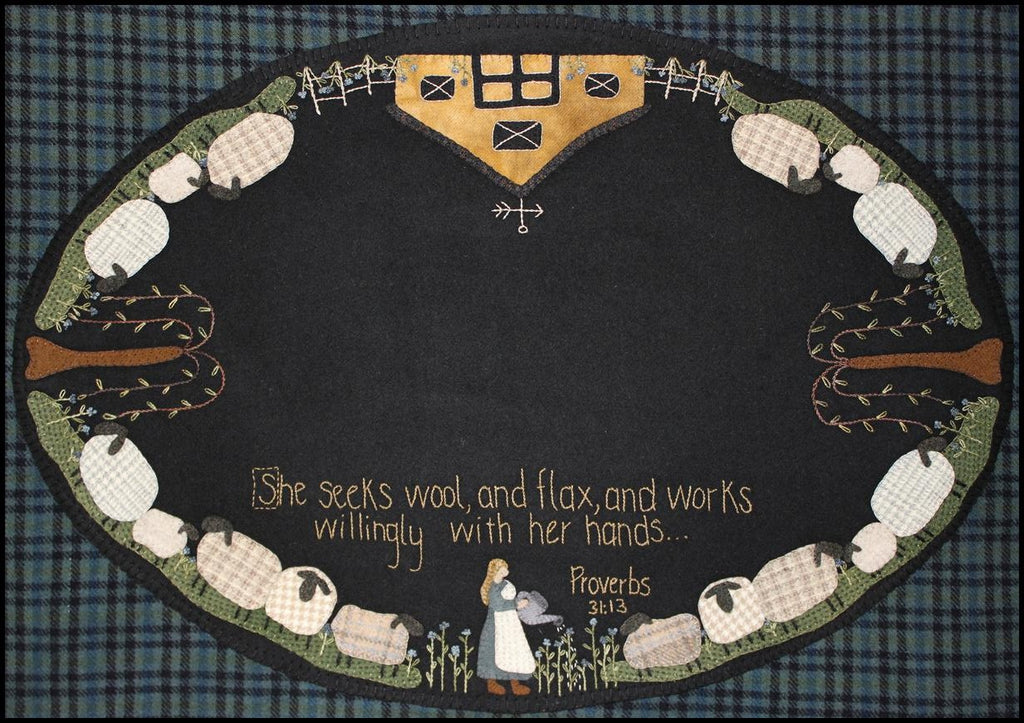 Flax Farm Table Runner -  Wool Applique Pattern with Option for a Wool Kit