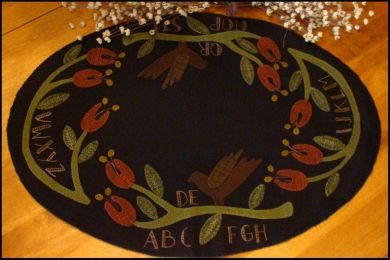 Summer Sampler Table Mat -  Wool Applique Pattern with Option for Wool Kit