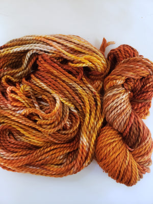 AUTUMN GLORY - BIG TWISTY 2 PLY -  Hand Dyed Shades of Orange, Gold and Caramel Chunky Yarn for Rug Hooking - RSS251