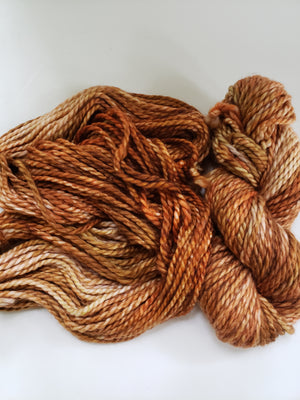 JACK O'LANTERN - BIG TWISTY 2 PLY -  Hand Dyed Shades of Orange, Rust and Beige Chunky Yarn for Rug Hooking - RSS255