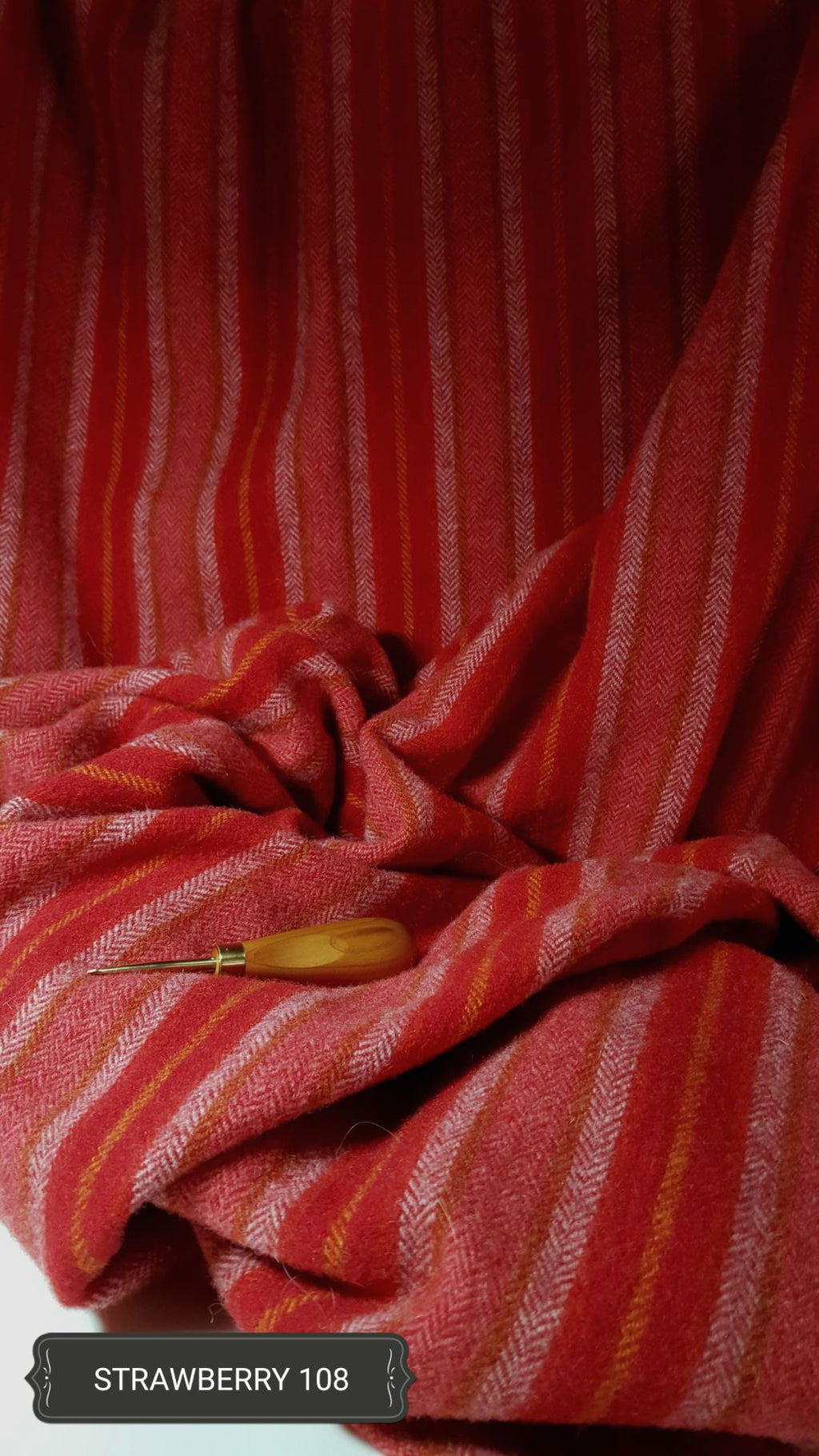 Strawberry #108 - Ready to use Wool Fabric for Rug Hooking or Wool Applique